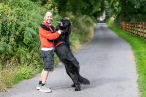 black dog hug