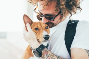 hipster and dog