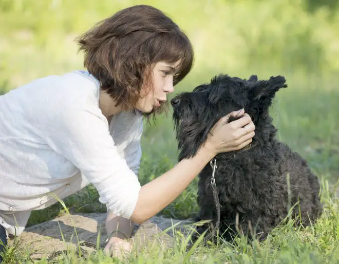 dog with woman