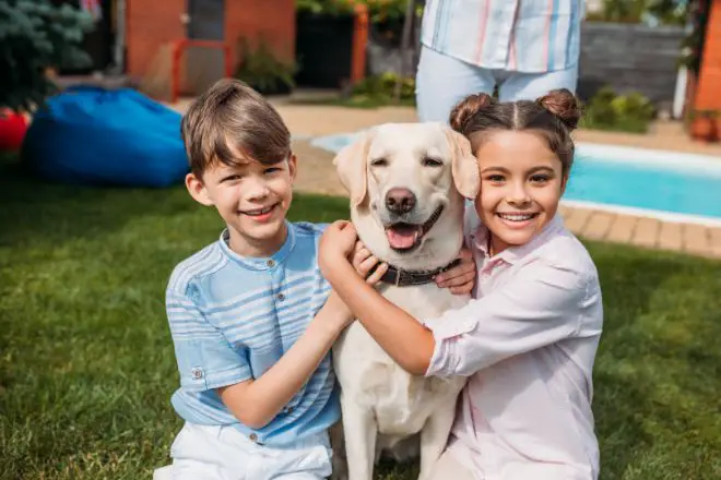 kids with dog