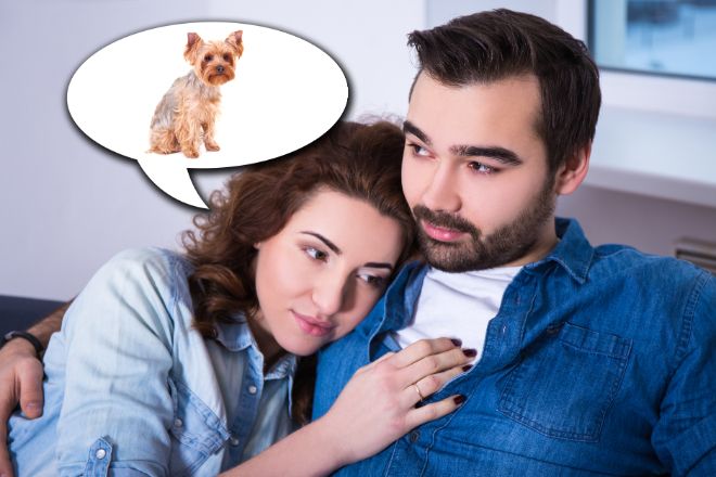 woman thinking of dog